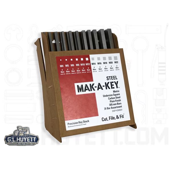 Undersized Key Stock Assortment, Plain, G.L. Huyett, Mfr#: DISP-KSM031